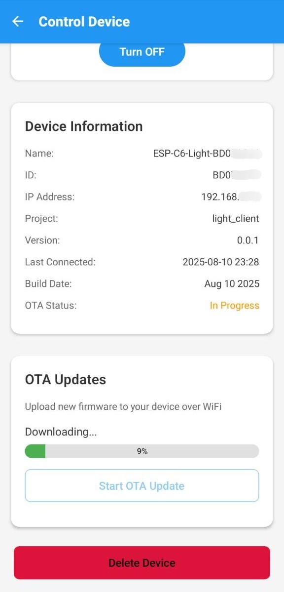OTA Update Screen